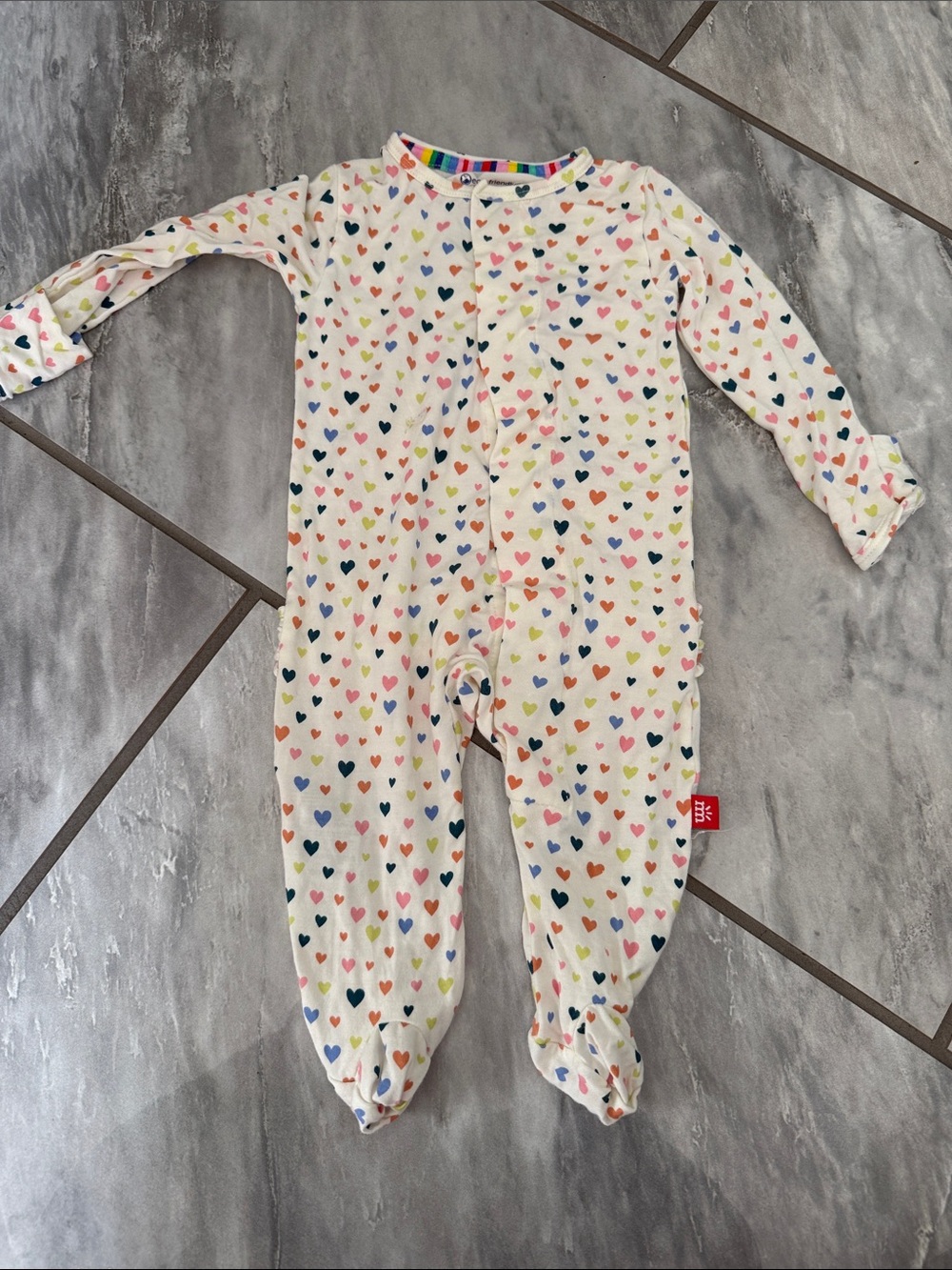 Magnetic Me White Footed One-Piece with Multi-Color Hearts
